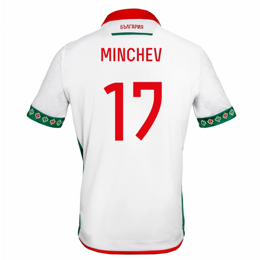Danxen Mujer Camiseta Bulgaria Martin Minchev #17 Blanco Verde Rojo 1ª Equipación 26-28 La Camisa