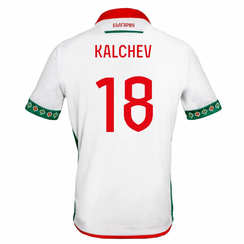 Danxen Mujer Camiseta Bulgaria Nikola Kalchev #18 Blanco Verde Rojo 1ª Equipación 26-28 La Camisa