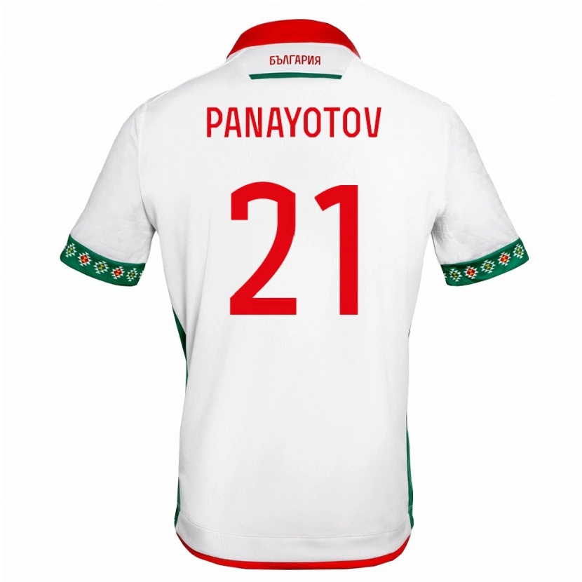 Danxen Mujer Camiseta Bulgaria Petko Panayotov #21 Blanco Verde Rojo 1ª Equipación 26-28 La Camisa