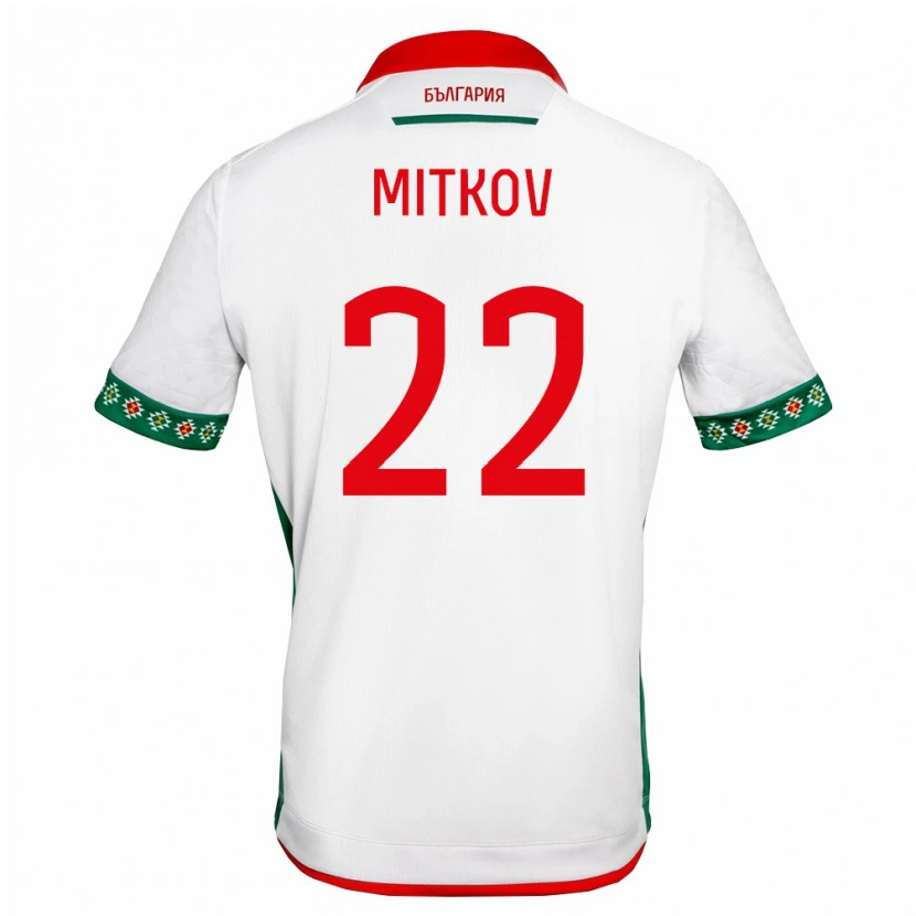 Danxen Mujer Camiseta Bulgaria Asen Mitkov #22 Blanco Verde Rojo 1ª Equipación 26-28 La Camisa