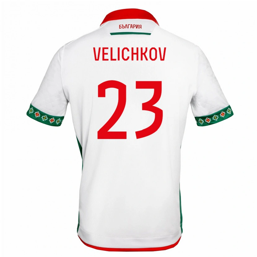 Danxen Mujer Camiseta Bulgaria Martin Velichkov #23 Blanco Verde Rojo 1ª Equipación 26-28 La Camisa