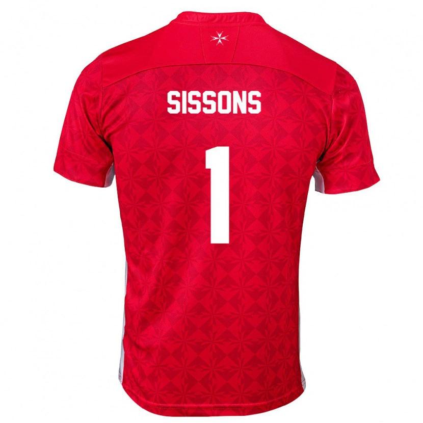 Danxen Mujer Camiseta Malta James Sissons #1 Rojo Blanco 1ª Equipación 26-28 La Camisa