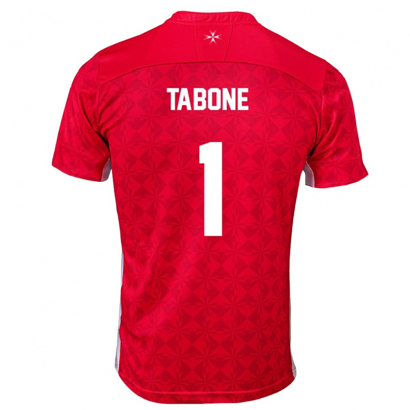Danxen Mujer Camiseta Malta Vincent Tabone #1 Rojo Blanco 1ª Equipación 26-28 La Camisa