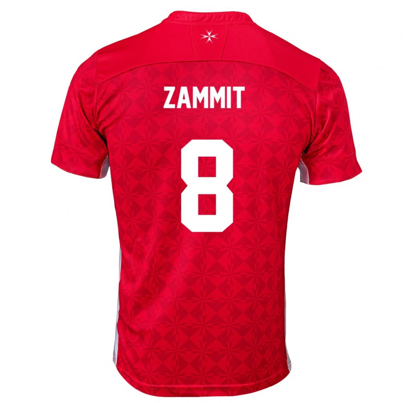 Danxen Mujer Camiseta Malta Kaylon Zammit #8 Rojo Blanco 1ª Equipación 26-28 La Camisa