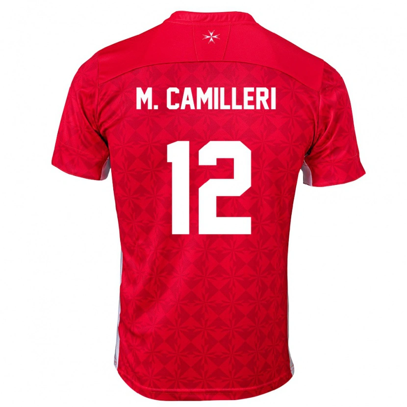 Danxen Mujer Camiseta Malta Miguel Camilleri #12 Rojo Blanco 1ª Equipación 26-28 La Camisa