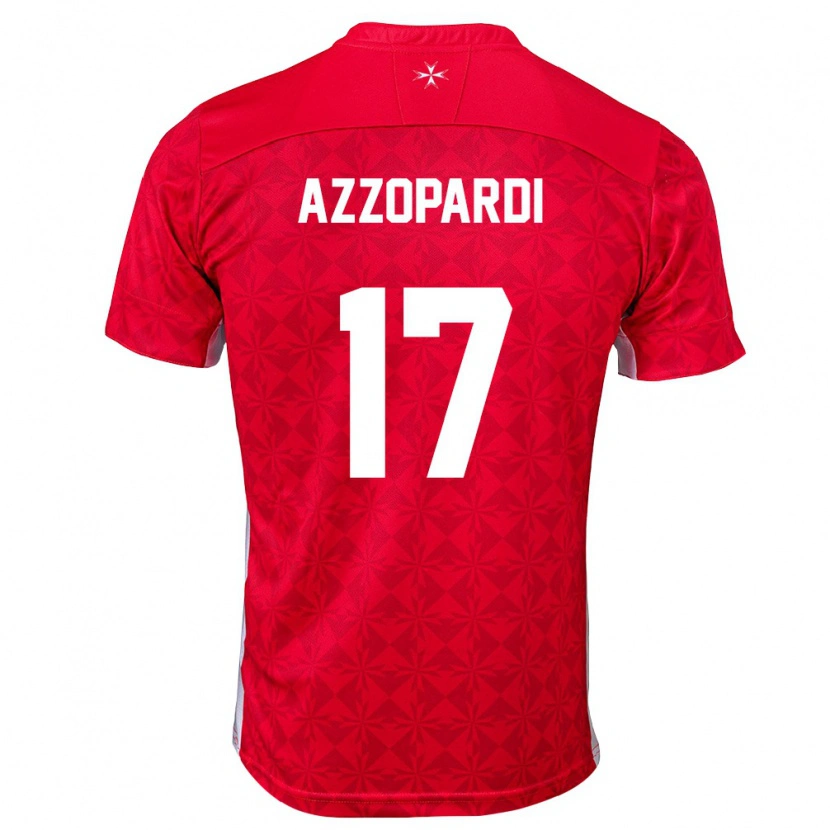 Danxen Mujer Camiseta Malta Jake Azzopardi #17 Rojo Blanco 1ª Equipación 26-28 La Camisa