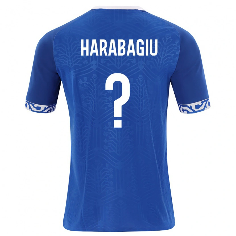 Danxen Mujer Camiseta Moldavia Mihai Harabagiu #0 Azul Real Blanco 1ª Equipación 26-28 La Camisa