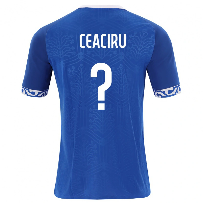 Danxen Mujer Camiseta Moldavia Nicolae Ceaciru #0 Azul Real Blanco 1ª Equipación 26-28 La Camisa