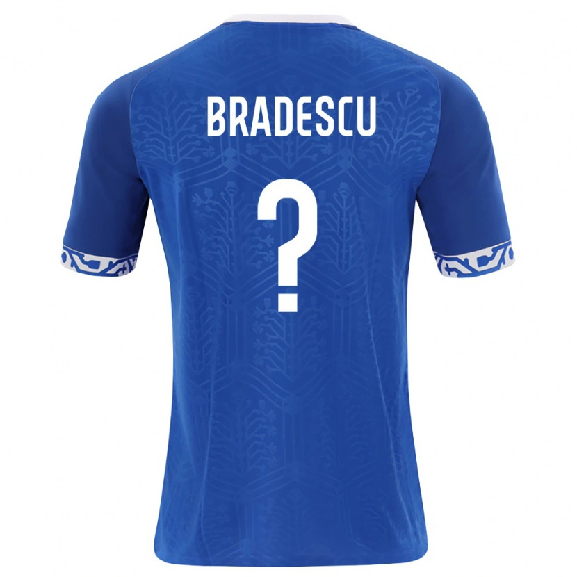 Danxen Mujer Camiseta Moldavia Cosmin Bradescu #0 Azul Real Blanco 1ª Equipación 26-28 La Camisa