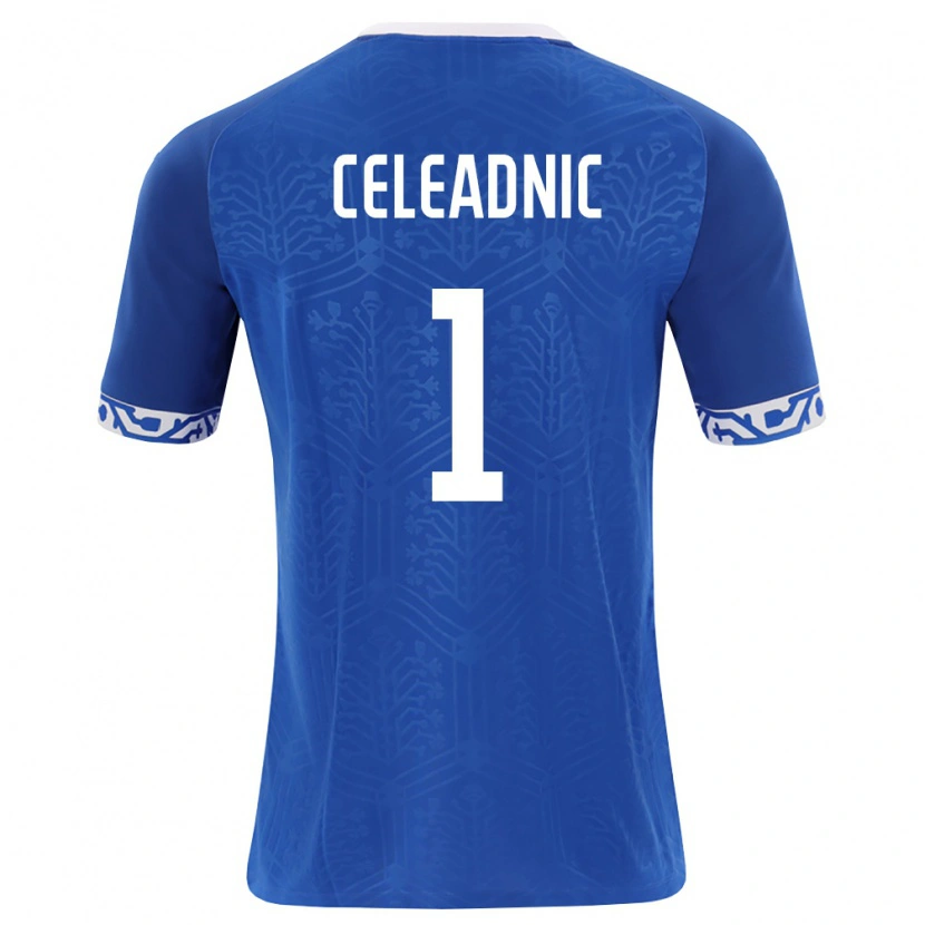 Danxen Mujer Camiseta Moldavia Dumitru Celeadnic #1 Azul Real Blanco 1ª Equipación 26-28 La Camisa