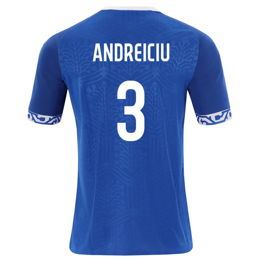 Danxen Mujer Camiseta Moldavia Danil Andreiciu #3 Azul Real Blanco 1ª Equipación 26-28 La Camisa