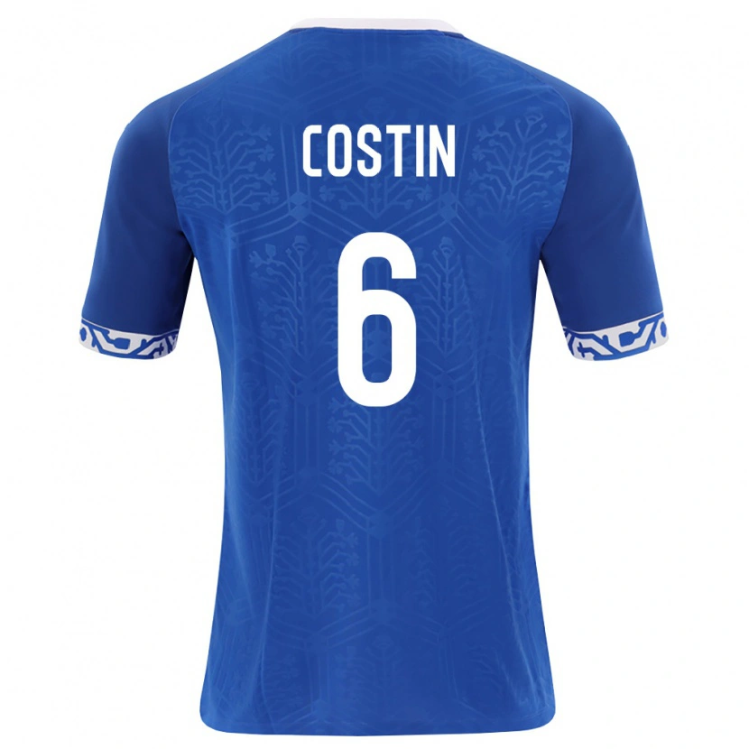 Danxen Mujer Camiseta Moldavia Vladislav Costin #6 Azul Real Blanco 1ª Equipación 26-28 La Camisa