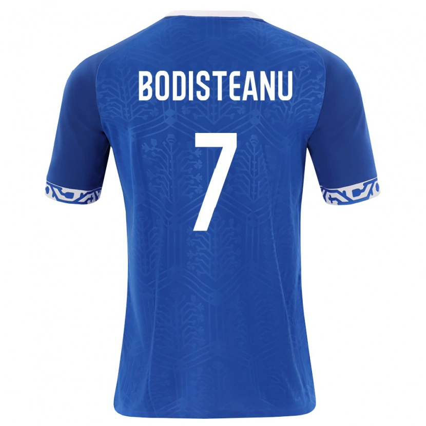 Danxen Mujer Camiseta Moldavia Ștefan Bodișteanu #7 Azul Real Blanco 1ª Equipación 26-28 La Camisa