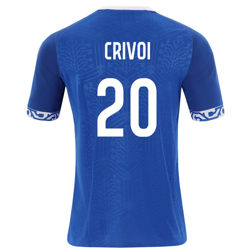Danxen Mujer Camiseta Moldavia Mihai Crivoi #20 Azul Real Blanco 1ª Equipación 26-28 La Camisa