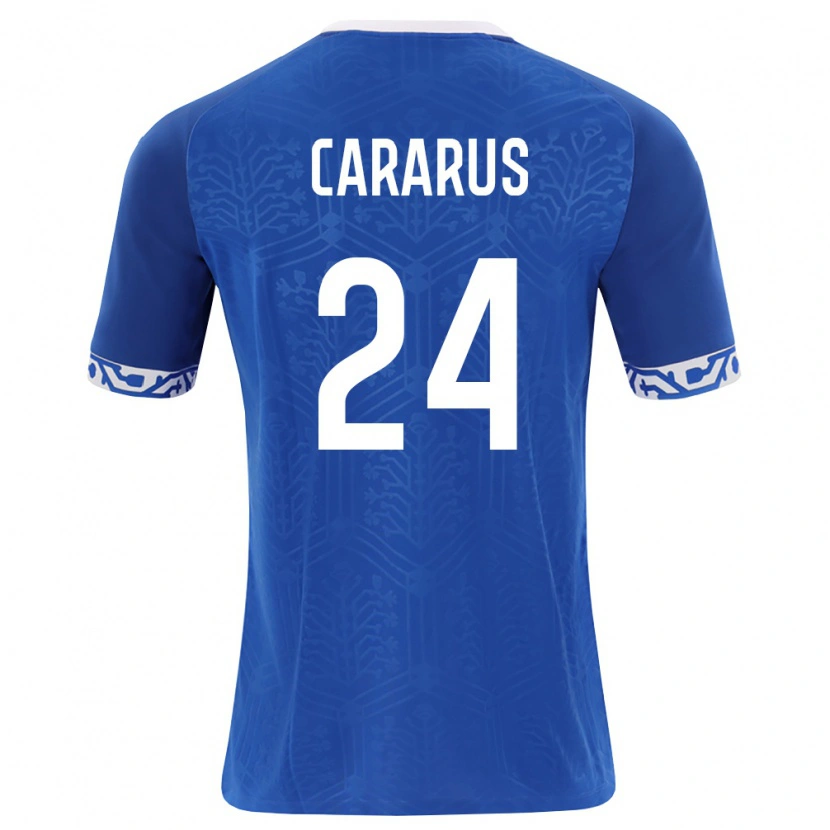 Danxen Mujer Camiseta Moldavia Ion Cărăruș #24 Azul Real Blanco 1ª Equipación 26-28 La Camisa