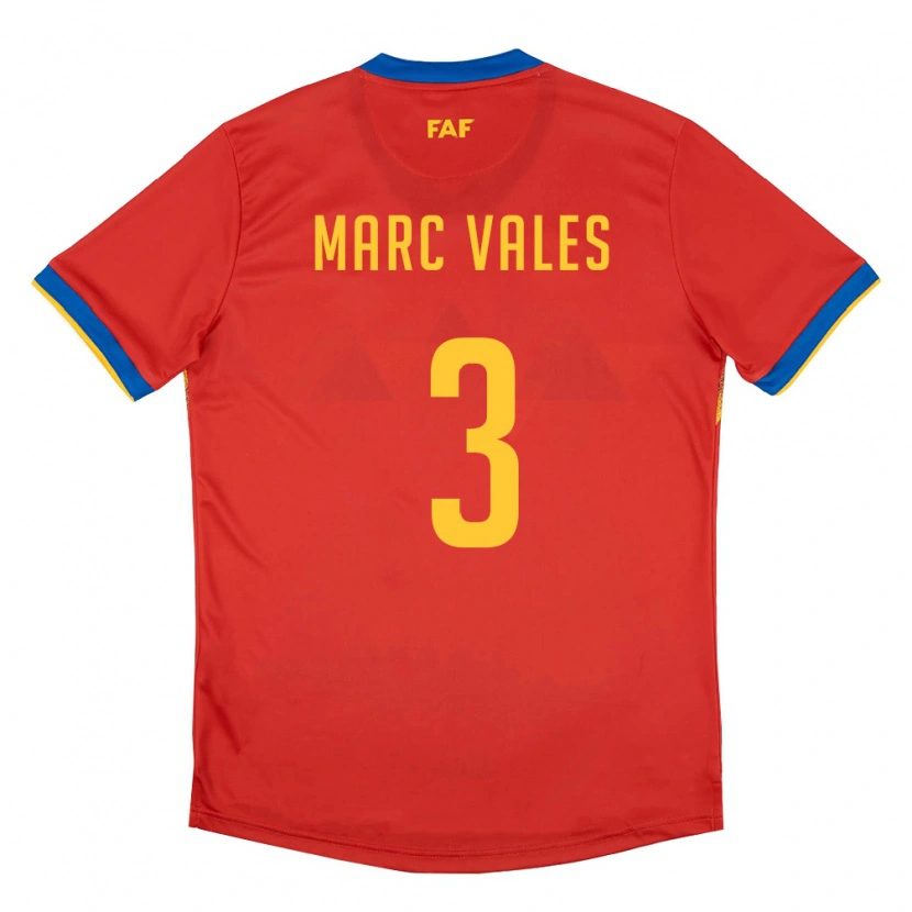 Danxen Mujer Camiseta Andorra Marc Vales #3 Rojo Azul Amarillo 1ª Equipación 26-28 La Camisa