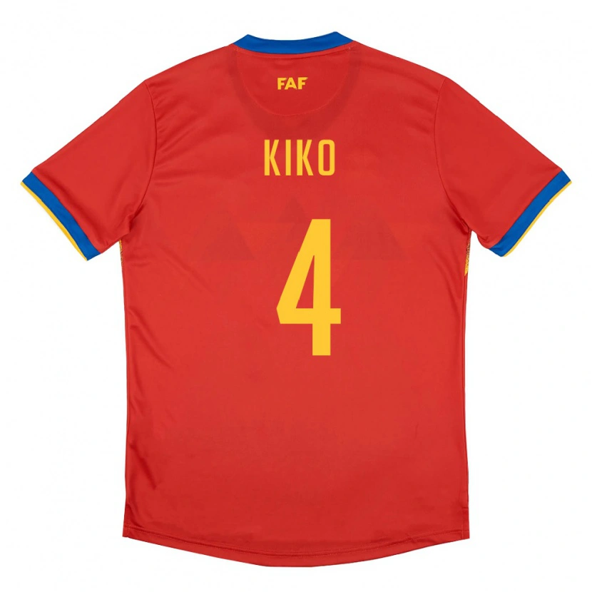 Danxen Mujer Camiseta Andorra Kiko Pomares #4 Rojo Azul Amarillo 1ª Equipación 26-28 La Camisa