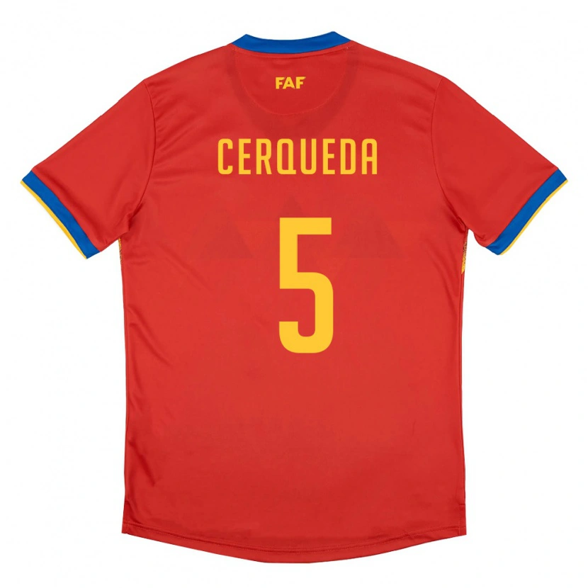 Danxen Mujer Camiseta Andorra Eric Cerqueda #5 Rojo Azul Amarillo 1ª Equipación 26-28 La Camisa