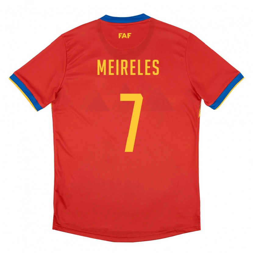 Danxen Mujer Camiseta Andorra Nelson Meireles #7 Rojo Azul Amarillo 1ª Equipación 26-28 La Camisa