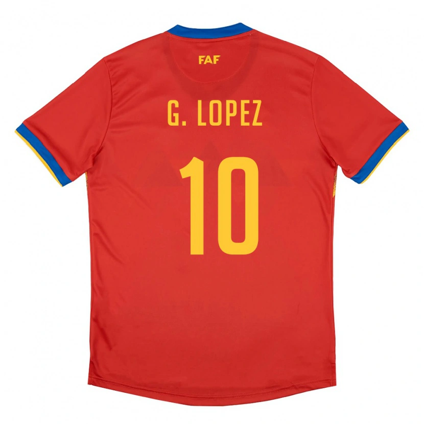 Danxen Mujer Camiseta Andorra Guillaume Lopez #10 Rojo Azul Amarillo 1ª Equipación 26-28 La Camisa