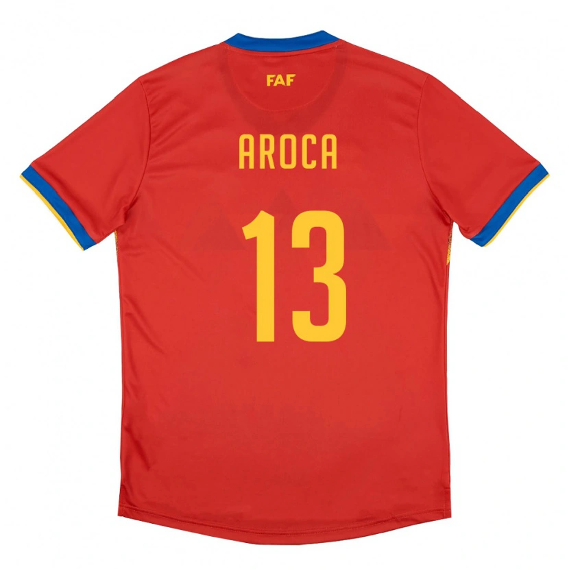 Danxen Mujer Camiseta Andorra Víctor Aroca #13 Rojo Azul Amarillo 1ª Equipación 26-28 La Camisa