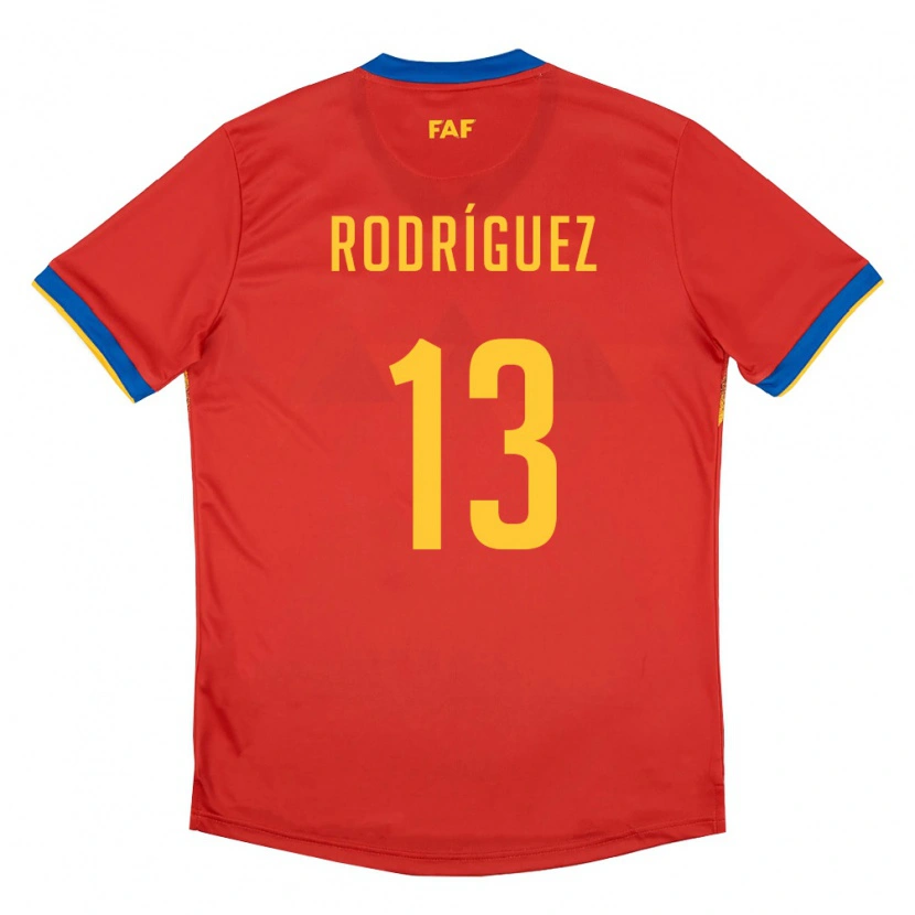 Danxen Mujer Camiseta Andorra Arnau Rodríguez #13 Rojo Azul Amarillo 1ª Equipación 26-28 La Camisa
