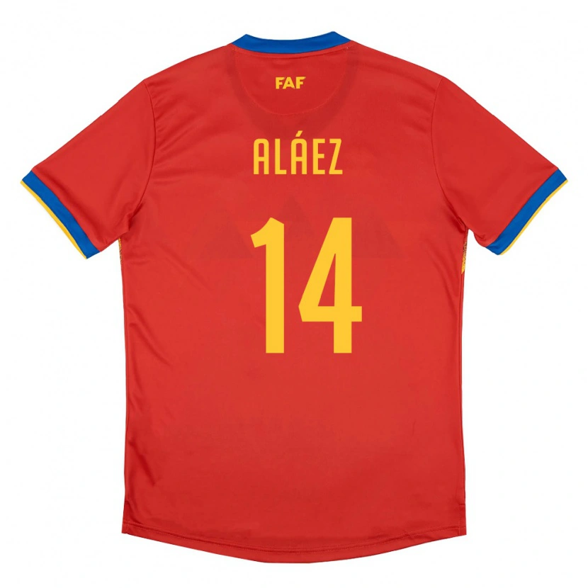 Danxen Mujer Camiseta Andorra Jordi Aláez #14 Rojo Azul Amarillo 1ª Equipación 26-28 La Camisa