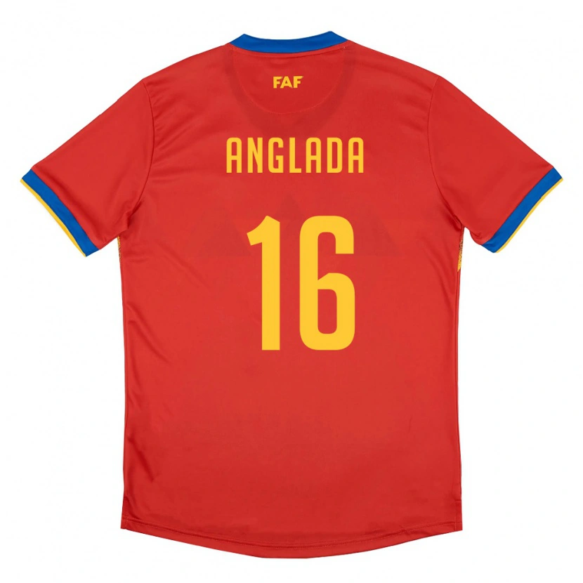 Danxen Mujer Camiseta Andorra Manel Anglada #16 Rojo Azul Amarillo 1ª Equipación 26-28 La Camisa