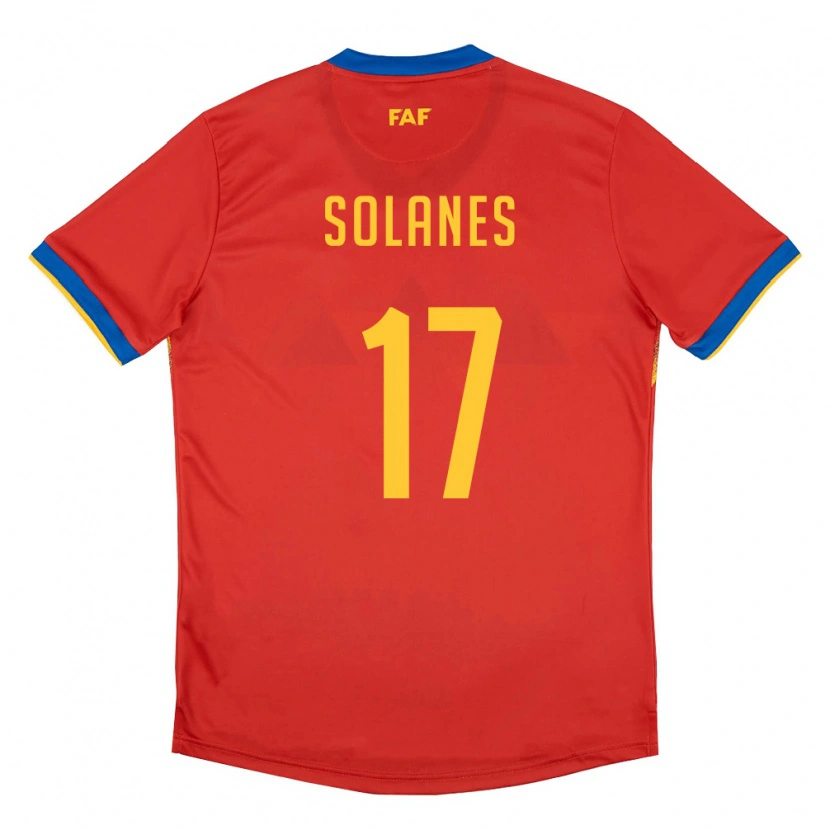 Danxen Mujer Camiseta Andorra Albert Solanes #17 Rojo Azul Amarillo 1ª Equipación 26-28 La Camisa