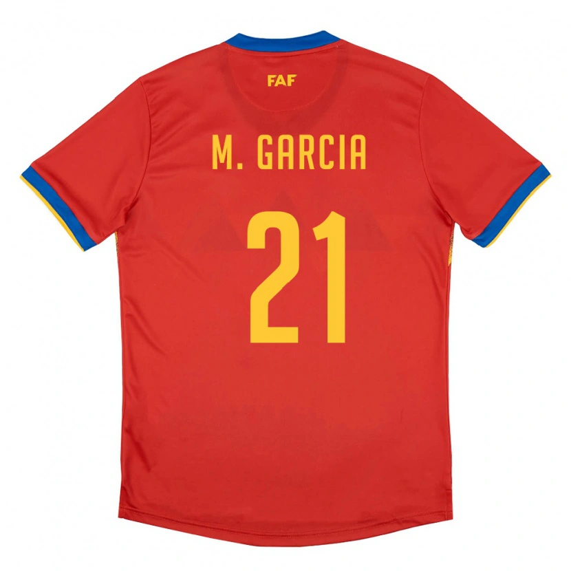 Danxen Mujer Camiseta Andorra Marc García #21 Rojo Azul Amarillo 1ª Equipación 26-28 La Camisa