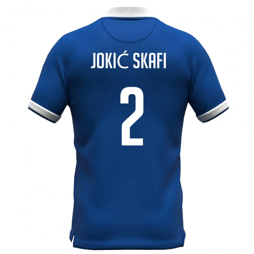 Danxen Mujer Camiseta Chipre Georgios Jokić Skafi #2 Azul Real Blanco 1ª Equipación 26-28 La Camisa
