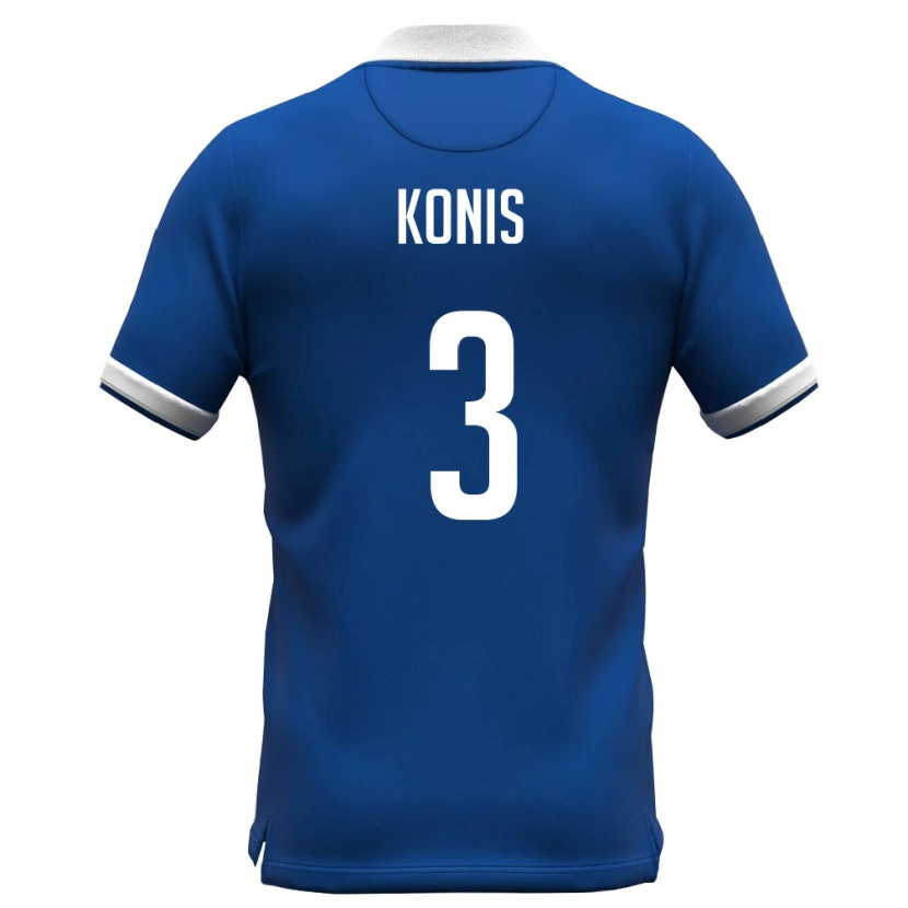 Danxen Mujer Camiseta Chipre Antonis Konis #3 Azul Real Blanco 1ª Equipación 26-28 La Camisa