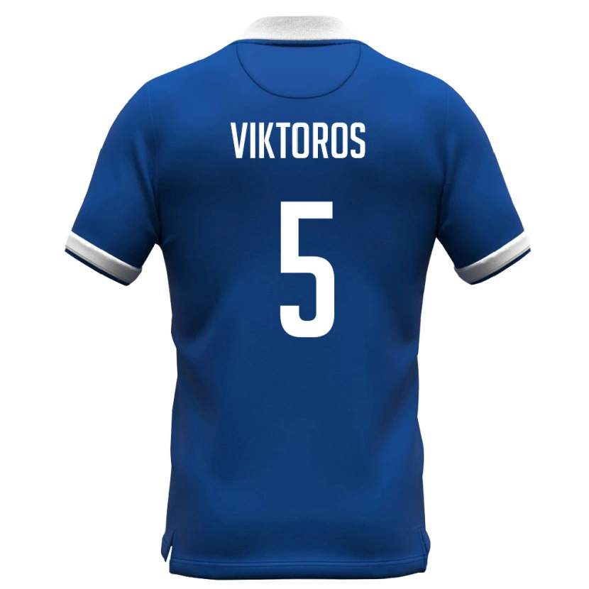 Danxen Mujer Camiseta Chipre Giorgos Viktoros #5 Azul Real Blanco 1ª Equipación 26-28 La Camisa
