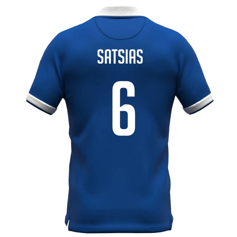 Danxen Mujer Camiseta Chipre Giannis Satsias #6 Azul Real Blanco 1ª Equipación 26-28 La Camisa