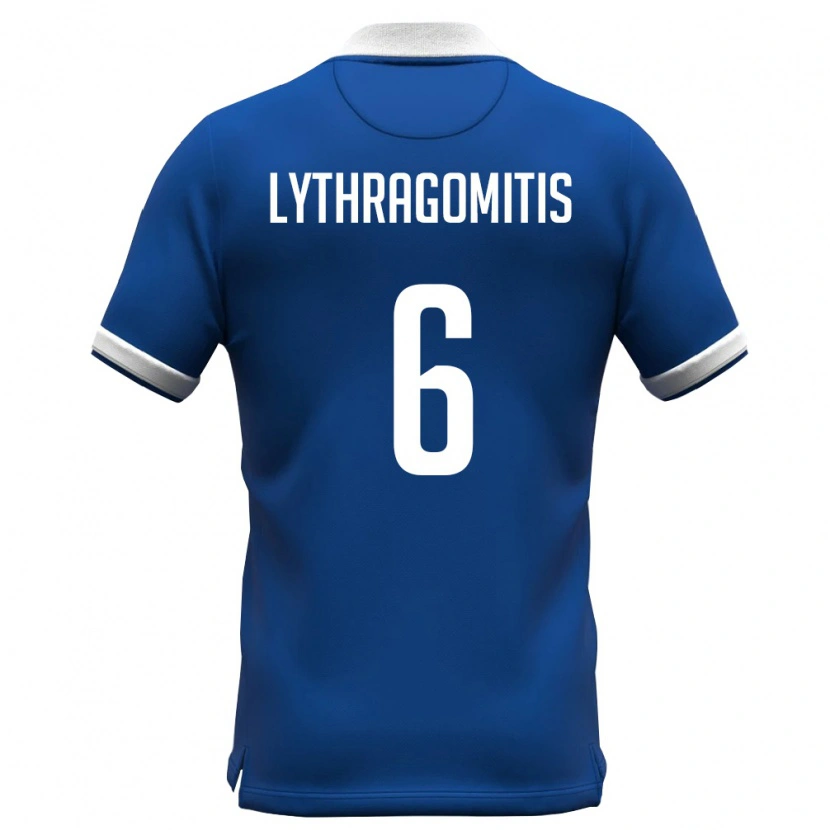 Danxen Mujer Camiseta Chipre Konstantinos Lythragomitis #6 Azul Real Blanco 1ª Equipación 26-28 La Camisa