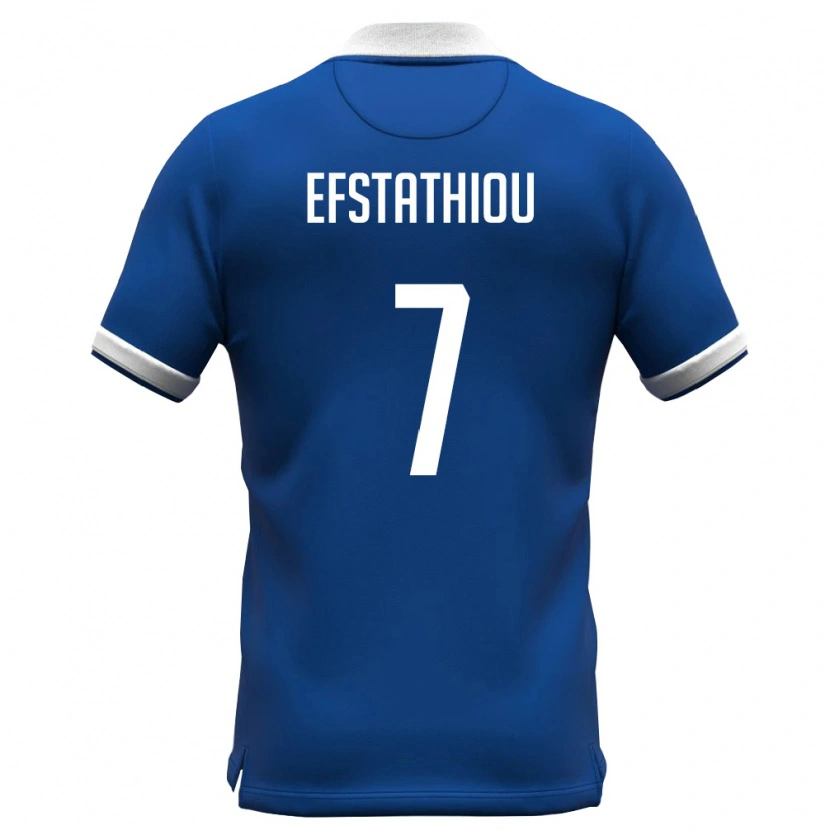 Danxen Mujer Camiseta Chipre Alexandros Efstathiou #7 Azul Real Blanco 1ª Equipación 26-28 La Camisa