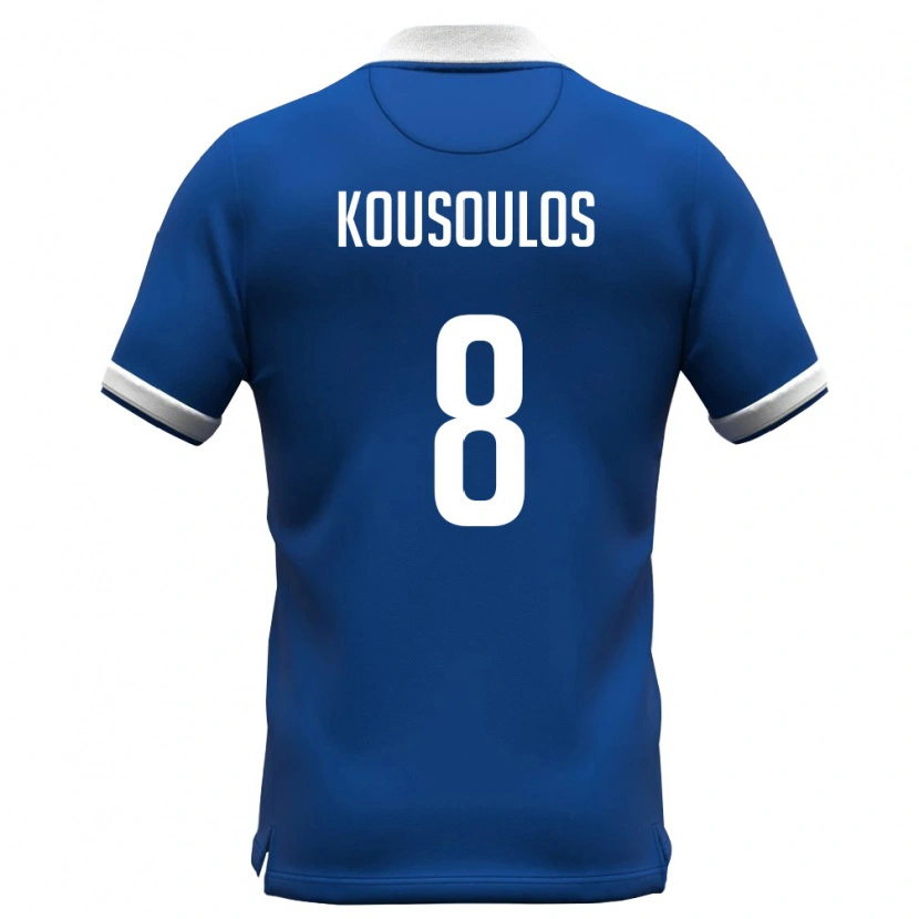Danxen Mujer Camiseta Chipre Ioannis Kousoulos #8 Azul Real Blanco 1ª Equipación 26-28 La Camisa