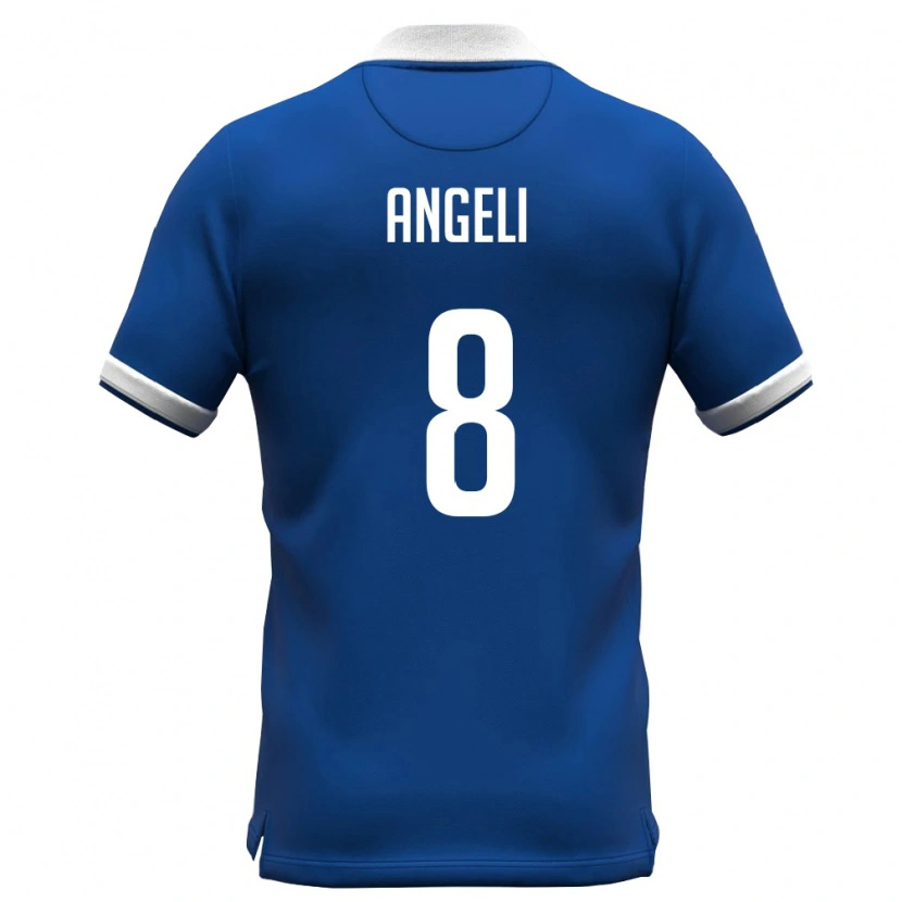 Danxen Mujer Camiseta Chipre Angelos Angeli #8 Azul Real Blanco 1ª Equipación 26-28 La Camisa