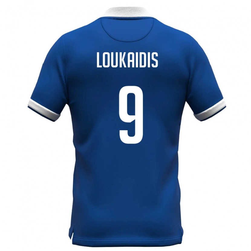 Danxen Mujer Camiseta Chipre Christos Loukaidis #9 Azul Real Blanco 1ª Equipación 26-28 La Camisa