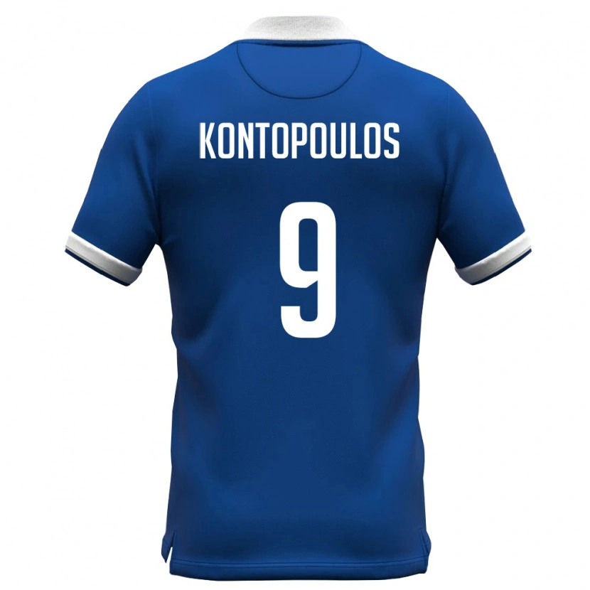 Danxen Mujer Camiseta Chipre Savvas Kontopoulos #9 Azul Real Blanco 1ª Equipación 26-28 La Camisa