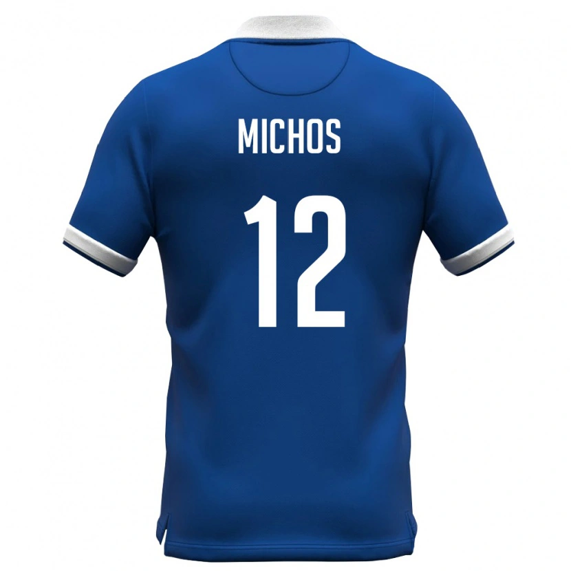 Danxen Mujer Camiseta Chipre Savvas Michos #12 Azul Real Blanco 1ª Equipación 26-28 La Camisa