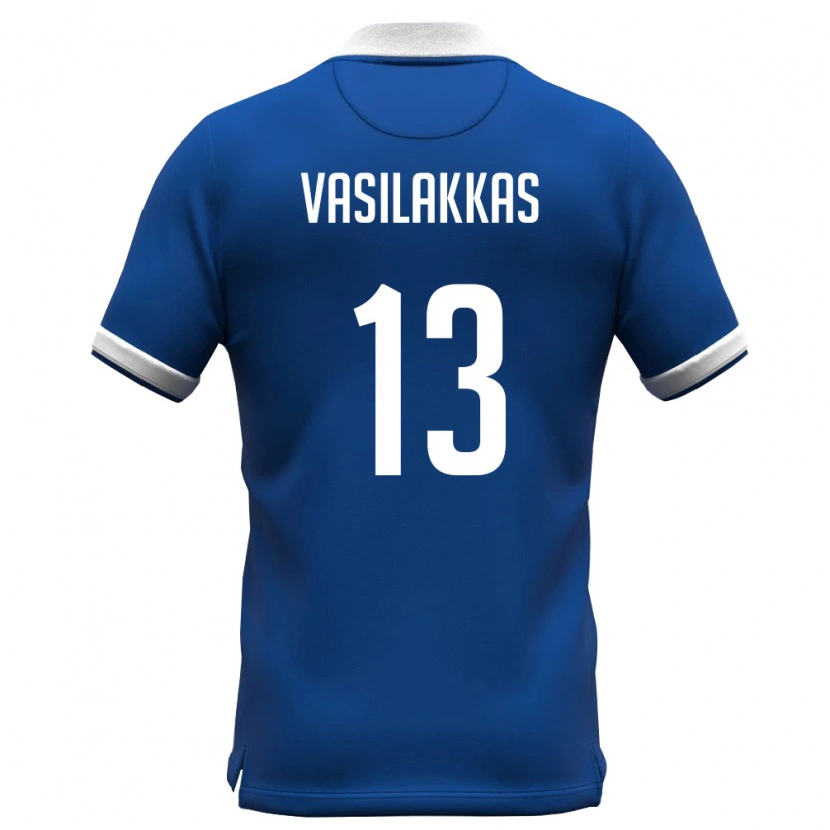 Danxen Mujer Camiseta Chipre Vasilis Vasilakkas #13 Azul Real Blanco 1ª Equipación 26-28 La Camisa