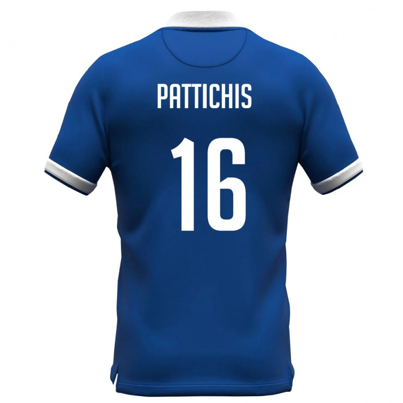 Danxen Mujer Camiseta Chipre Konstantinos Pattichis #16 Azul Real Blanco 1ª Equipación 26-28 La Camisa