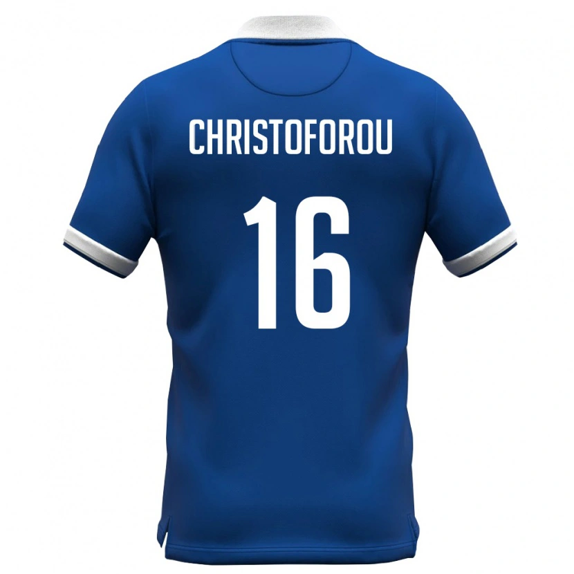 Danxen Mujer Camiseta Chipre Andreas Christoforou #16 Azul Real Blanco 1ª Equipación 26-28 La Camisa