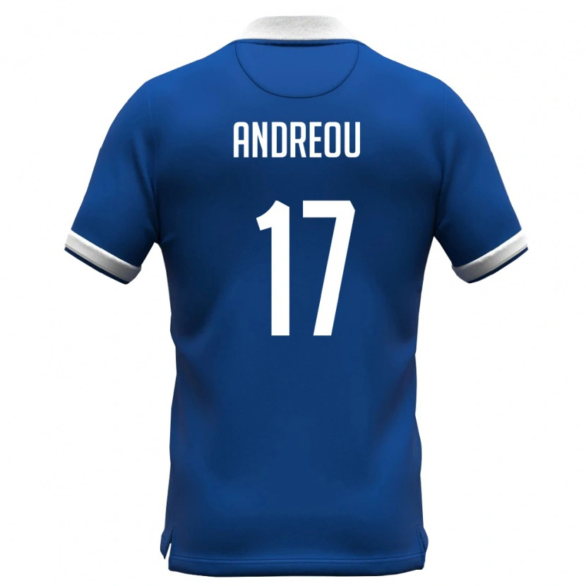 Danxen Mujer Camiseta Chipre Evangelos Andreou #17 Azul Real Blanco 1ª Equipación 26-28 La Camisa