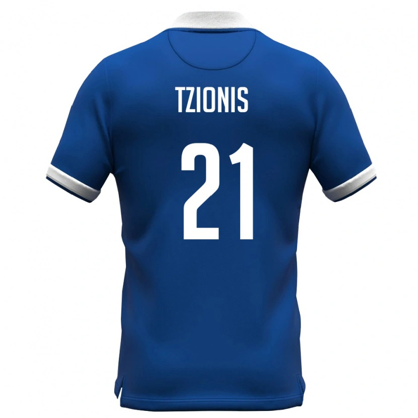 Danxen Mujer Camiseta Chipre Marinos Tzionis #21 Azul Real Blanco 1ª Equipación 26-28 La Camisa