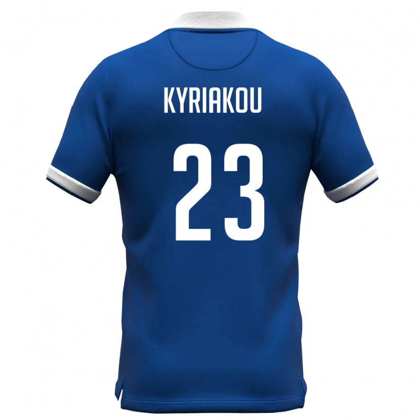 Danxen Mujer Camiseta Chipre Charalampos Kyriakou #23 Azul Real Blanco 1ª Equipación 26-28 La Camisa