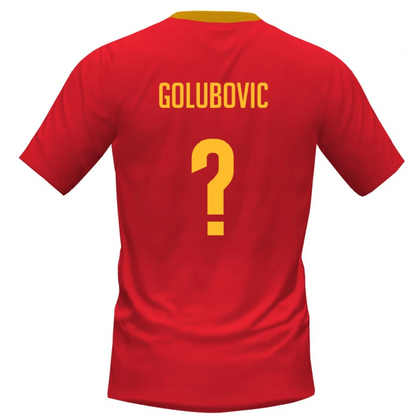Danxen Mujer Camiseta Montenegro Aleksa Golubovic #0 Rojo Amarillo 1ª Equipación 26-28 La Camisa