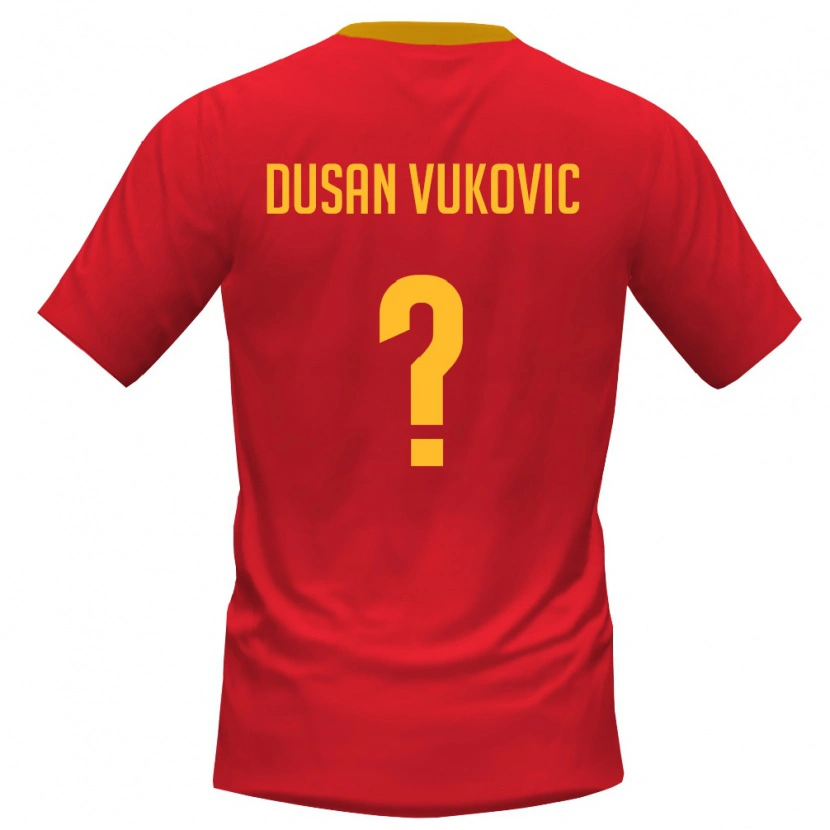 Danxen Mujer Camiseta Montenegro Dusan Vukovic #0 Rojo Amarillo 1ª Equipación 26-28 La Camisa