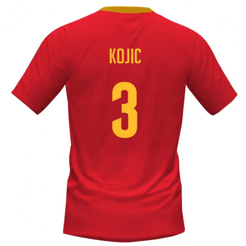 Danxen Mujer Camiseta Montenegro Meldin Kojic #3 Rojo Amarillo 1ª Equipación 26-28 La Camisa